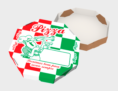 Caixa de Pizza Estampada Octagonal 25x25cm - 100 unid
