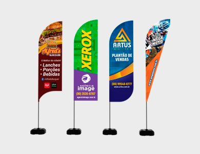 Wind Banner Gigante com Base de Plástico Tecido Microfibra 75x300cm - 4x4 - 1 unid
